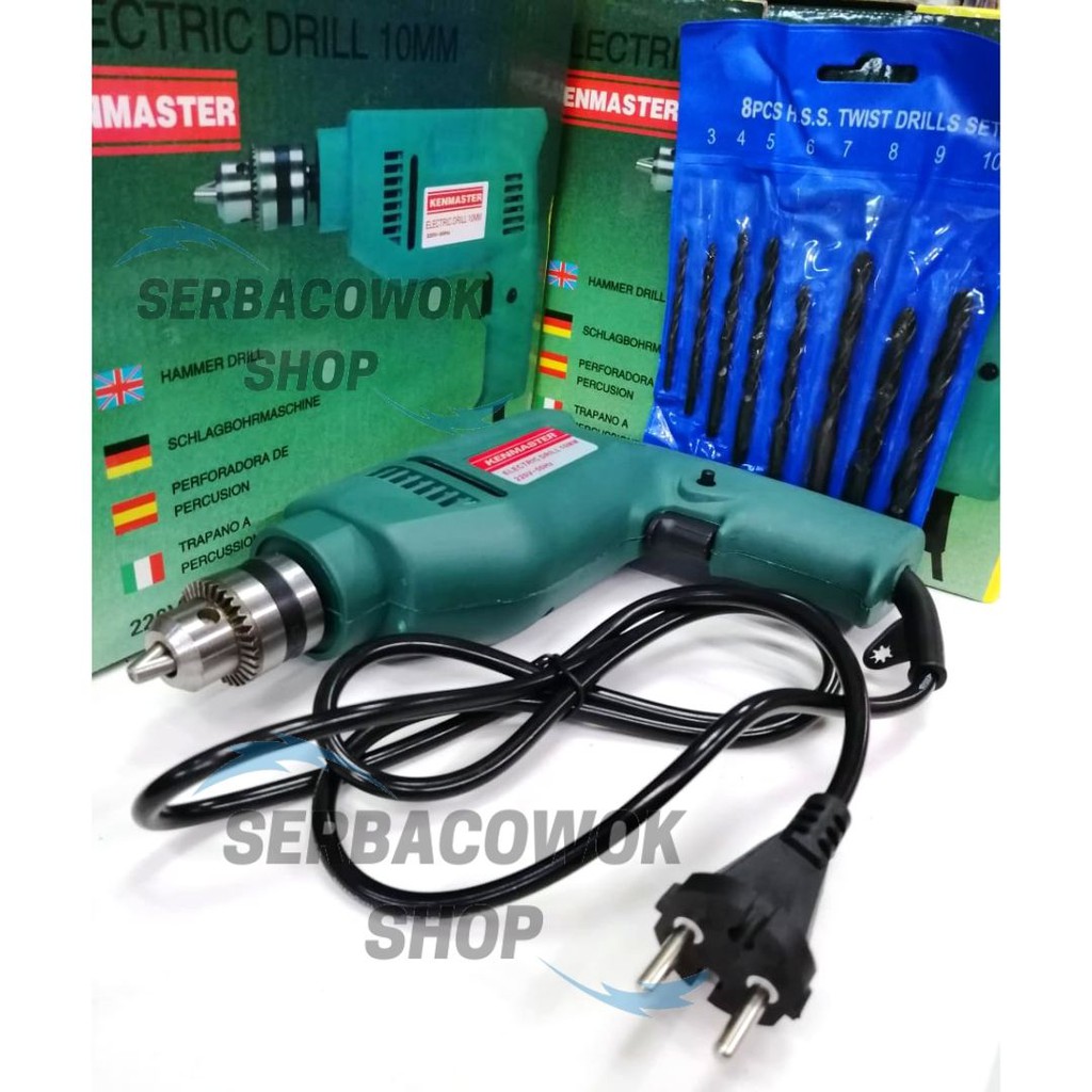 Jual KENMASTER Mesin Bor Listrik Bor Tangan 10 Mm Bonus Mata Bor Set