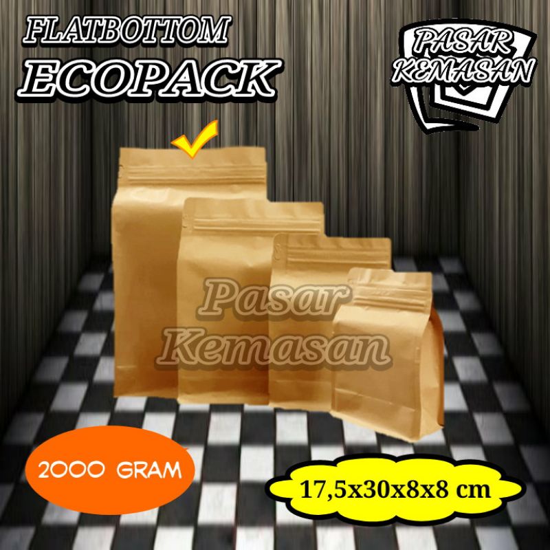 Jual FLATBOTTOM ECOPACK 2000 GRAM KEMASAN KOPI BUBUK SNACK Shopee Indonesia