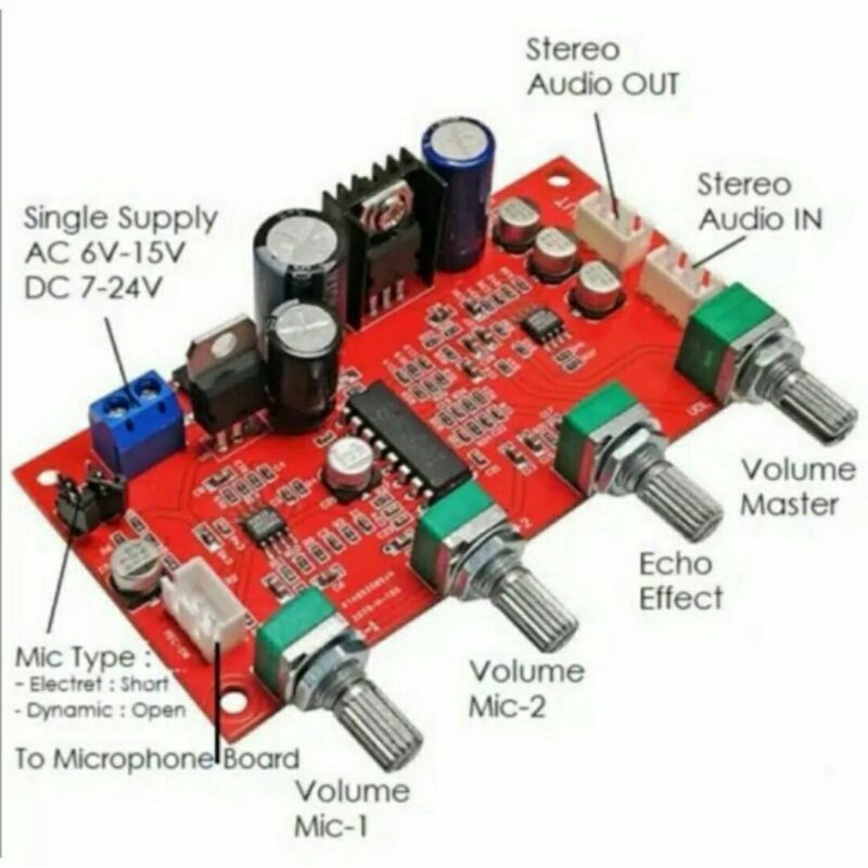 Jual Kit Digital Echo Prosesor PT2399 Stereo Hi-Fi Pre-Amp Microphone