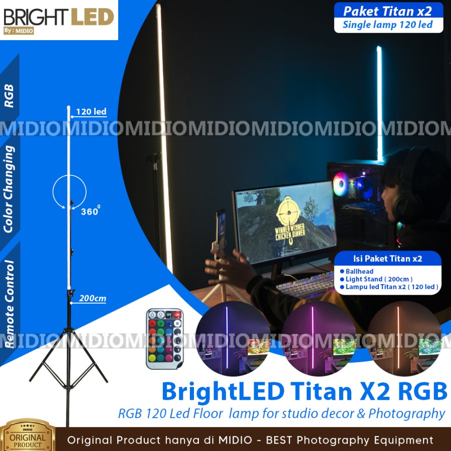 Jual Bright Titan X2 LED RGB Background Light Studio Lighting Plus