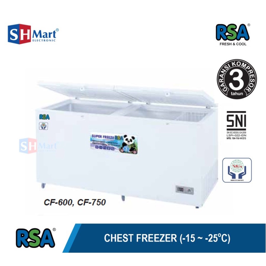 Jual CHEST FREEZER RSA CF600H / CF600H KAPASITAS 500 LITER FREEZER BOX (MEDAN) Shopee Indonesia