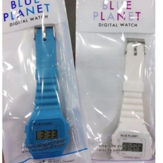 Blue planet lcd digital watch