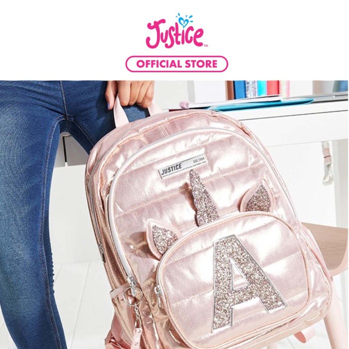 Jual NEW Justice Girls Rose Gold Quilted Unicorn Initial Backpack Gold D Shopee Indonesia