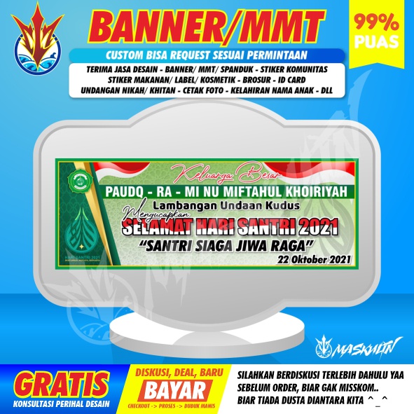Jual Banner MMT Spanduk Selamat Hari Santri Nasional Sekolah RA MI MTs