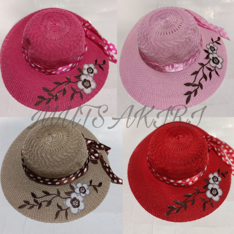 Jual Topi Pantai Wanita Model Korea Motif Bunga | Shopee Indonesia