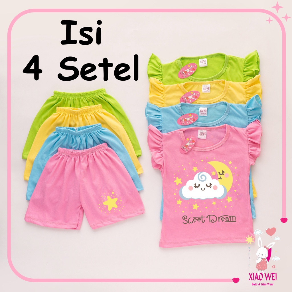 Jual ( ISI 4 SETEL) Setelan Anak Perempuan Ruffle Sweet Dreams/ Setelan ...