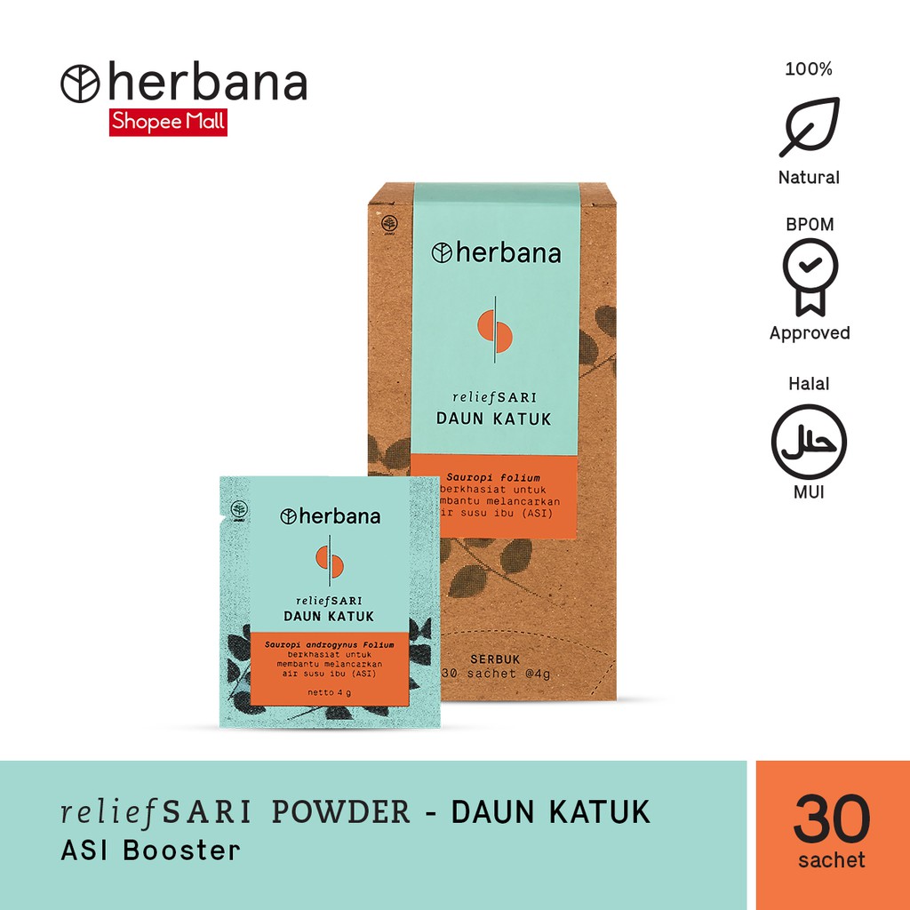 Jual Herbana Relief Sari Powder Daun Katuk Isi 30 Sachet 4g Shopee