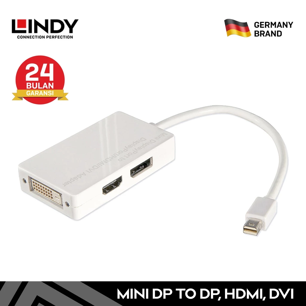 LINDY Converter Mini DisplayPort to Hdmi Adapter 3 in 1 Mini DP to Hdmi DVI Mac Macbook 41049