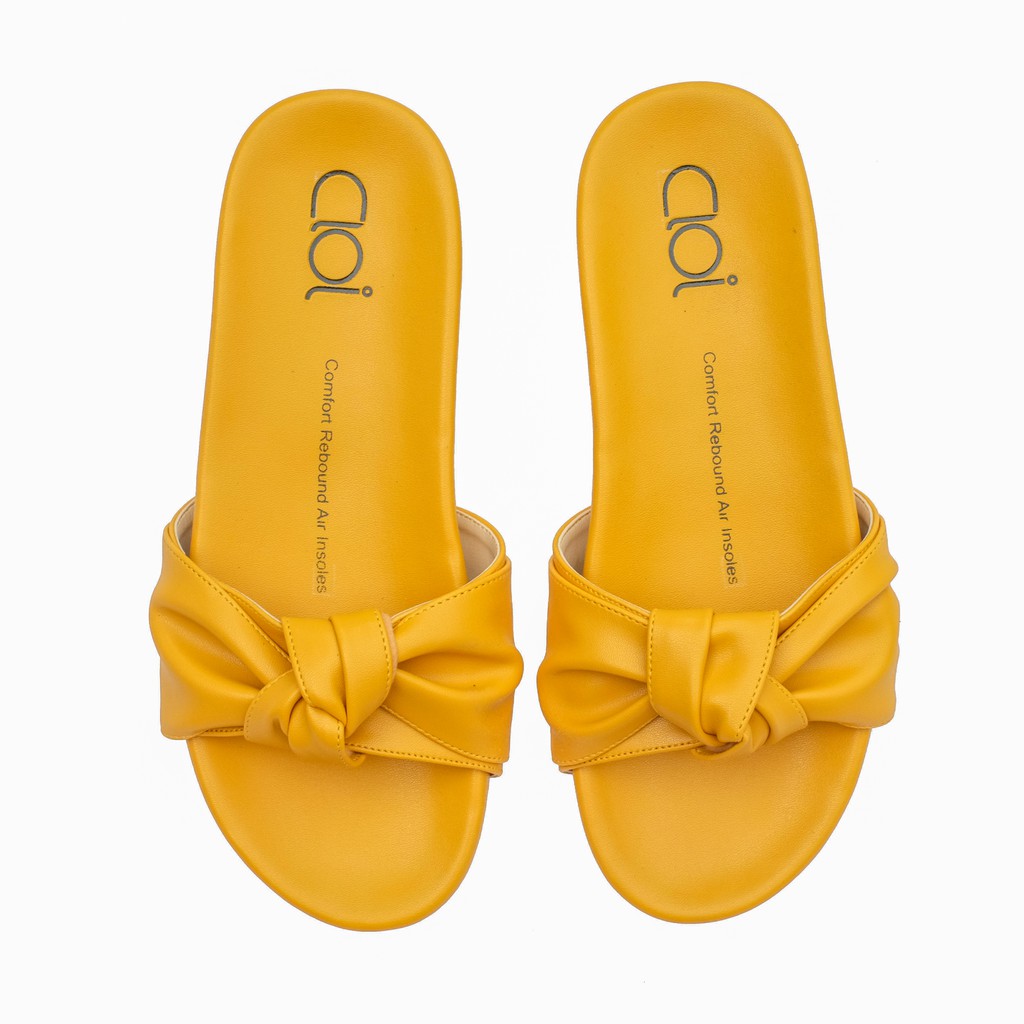 Cloi ADL 0986 women comfort sandals flat with buble gum sole in yellow