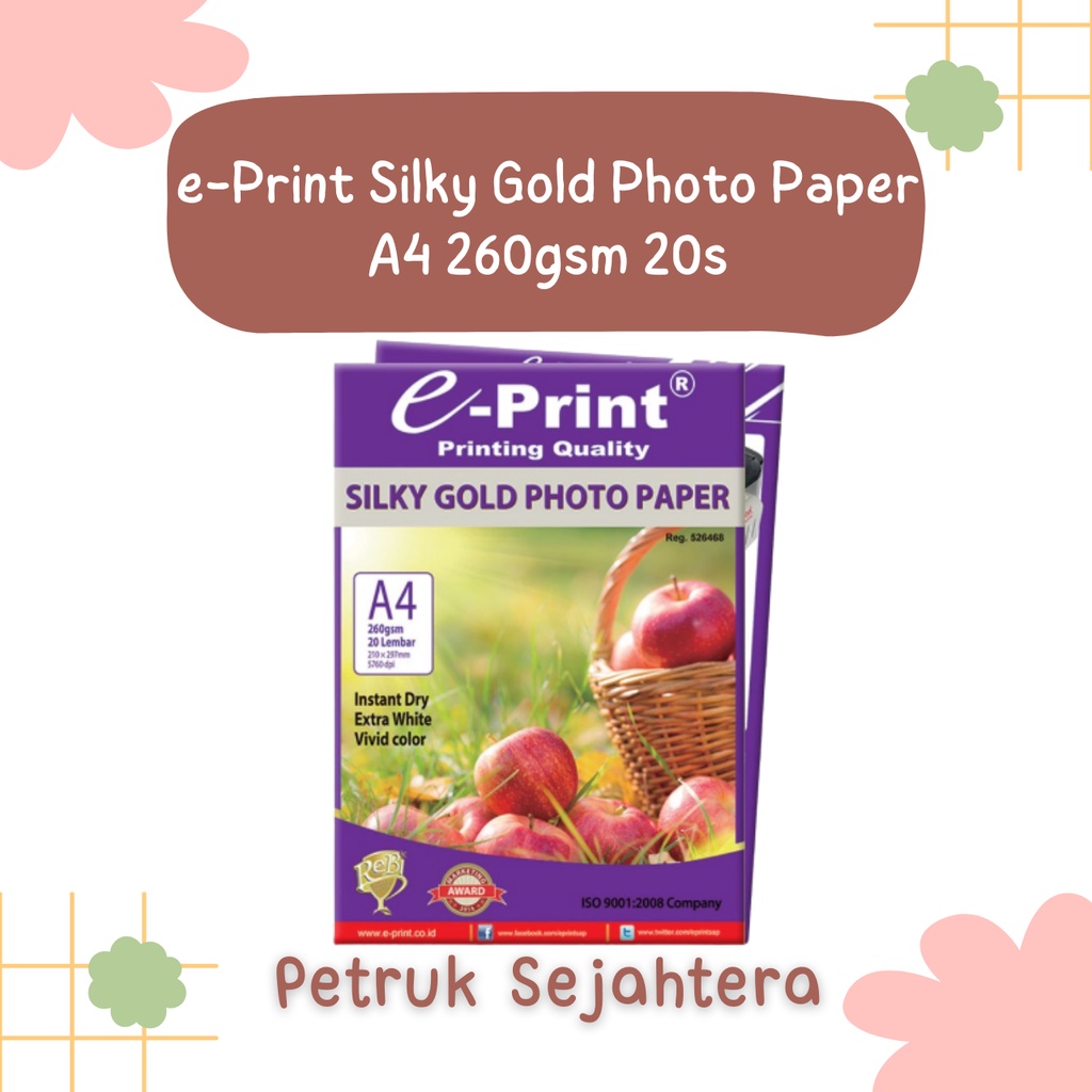 Jual [pak] Silky Gold Photo Paper E Print Eprint A4 260 Gsm Kertas Foto