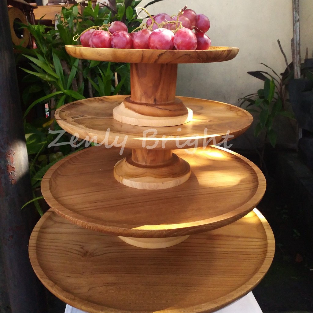 Jual Dulang Kayu Jati Diameter 25cm - 40cm | wooden tray diameter 25cm ...