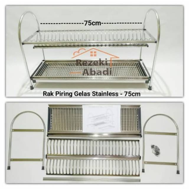 Jual Rak Piring And Gelas Stainless 75cm Shopee Indonesia 2053