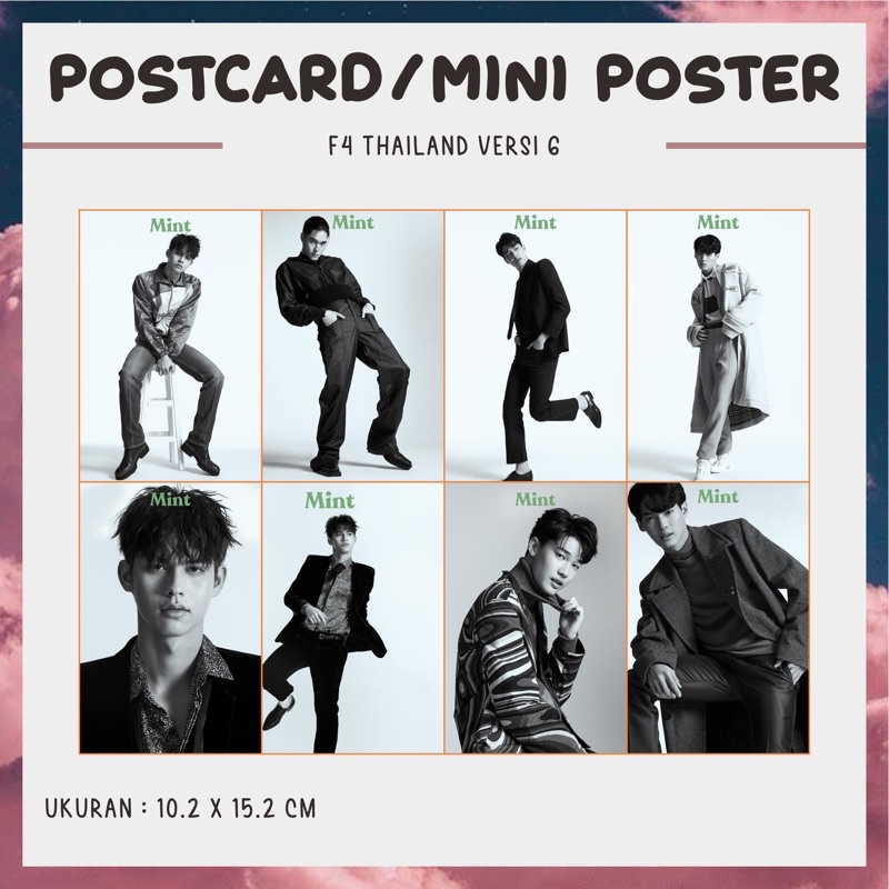 Jual F4 THAILAND postcard set / mini poster (GMMTV BRIGHT WIN DEW