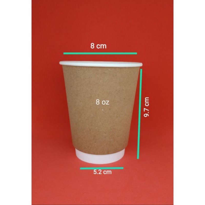 Jual Paper Cup 8 Oz Double Wall 25 Buah Roll Anti Panas Shopee