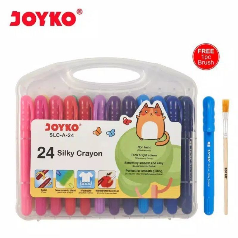 Jual Silky Crayon SLCA24 24 Warna Krayon Halus Joyko Non Toxic