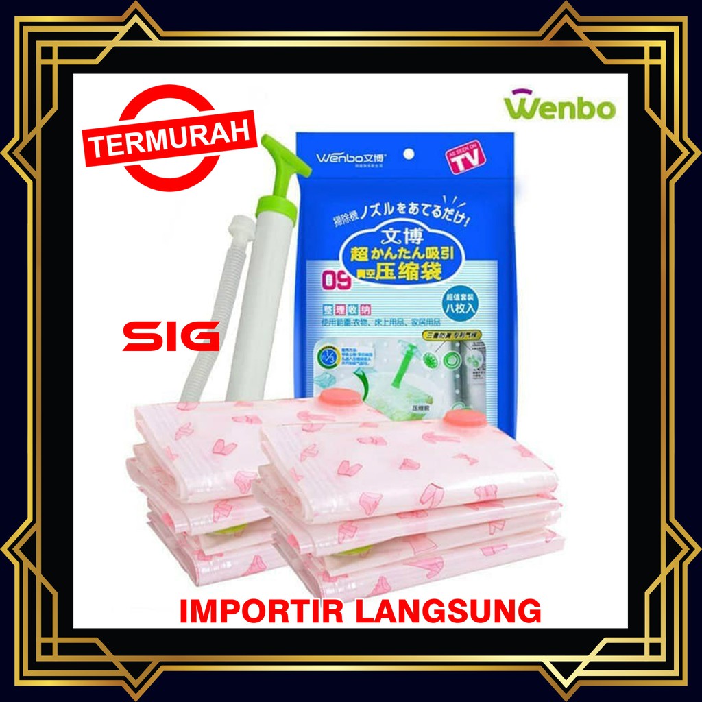 Jual Wenbo Vacuum Plastic Storage Kantong Pakaian Plastik Vacum Bag