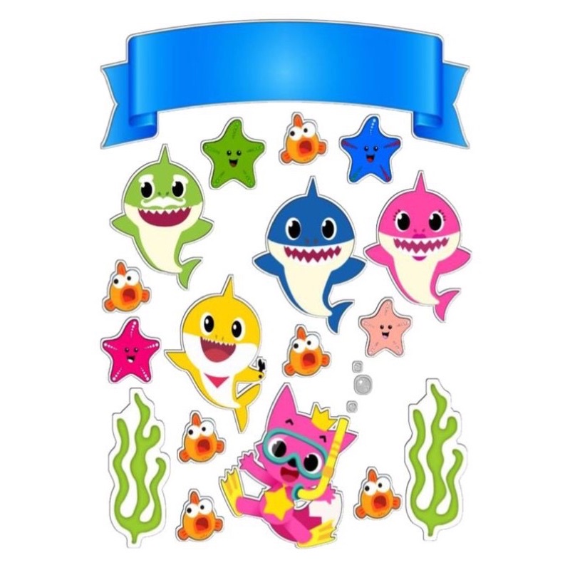 Jual cake topper untuk hiasan roti hiasan tart tema baby shark tema ...