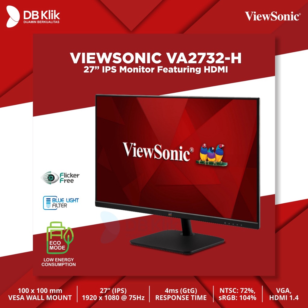 Jual LED Monitor VIEWSONIC VA2732-H 27" 75Hz IPS Full HD HDMI VGA ...