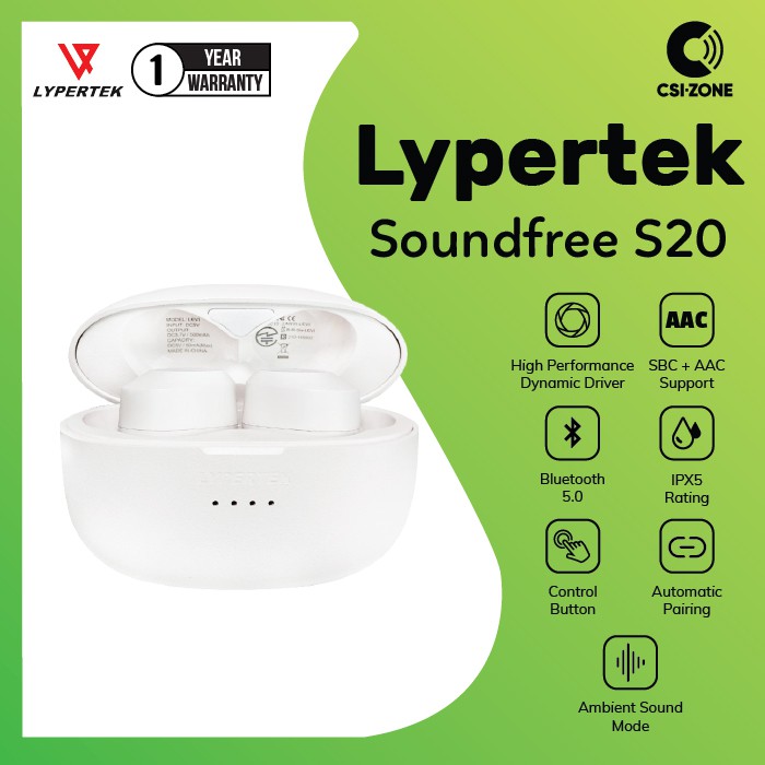 Jual Lypertek Soundfree S20 HIFI Bluetooth True Wireless TWS