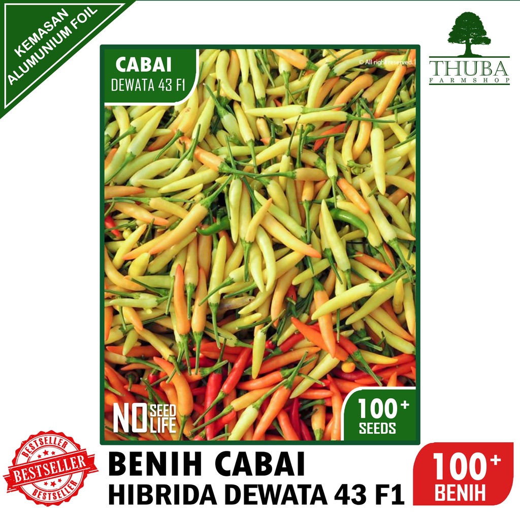 Jual 100 Biji Benih Cabai Rawit Hibrida Dewata 43 F1 Bibit Cabe