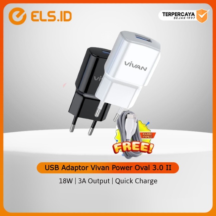 Jual Usb Adaptor Vivan Power Oval Ii Cable Type C Th Output A Quick Charge W