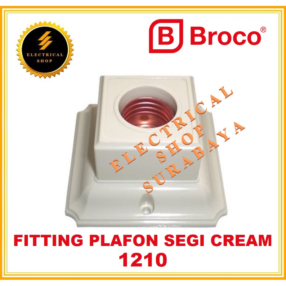 Jual BROCO FITTING PLAFON SEGI / PERSEGI CREAM 1210 (TERSEDIA HARGA