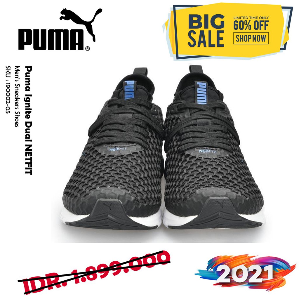 Jual Sepatu Pria Running Shoes Puma Ignite Dual Netfit Puma Black Turkish Sea BNIB 190002 05 Shopee Indonesia