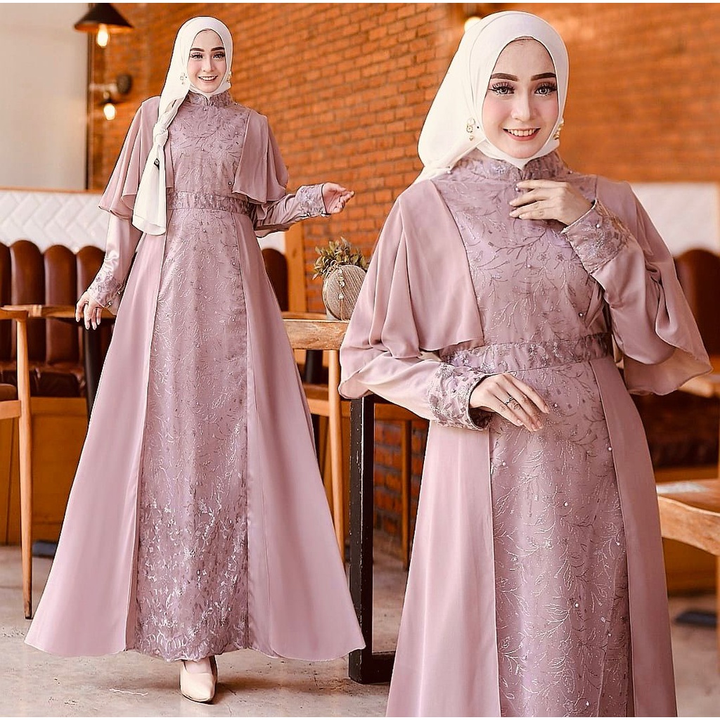 Jual GAMIS MIKAYLA Baju Muslim Wanita Jumbo Gamis Brukat Tile Remaja ...