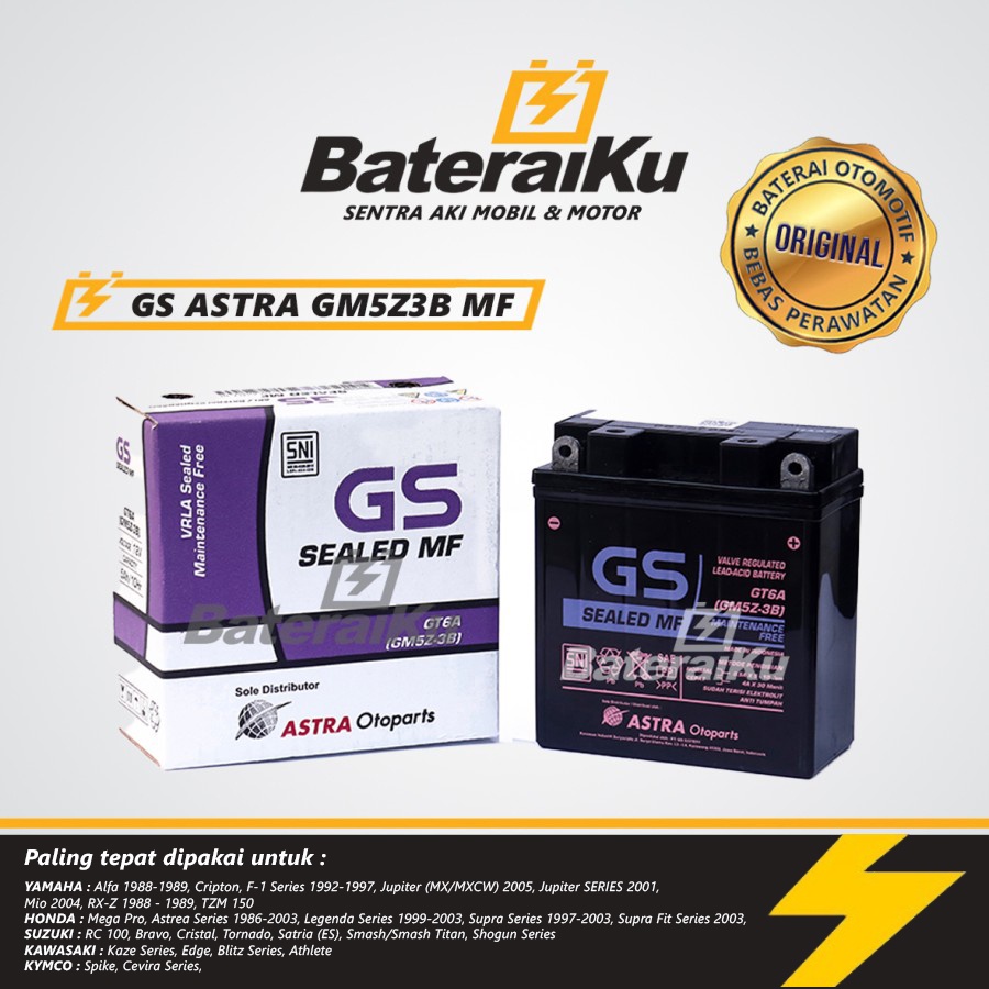 Jual Aki Motor GS Astra GM5Z3B Aki Kering Untuk Jupiter, Astrea