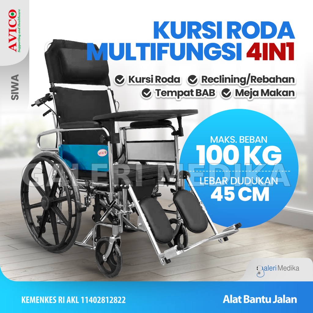 Jual Kursi Roda In Avico Siwa Kursi Roda Multifungsi Makan Berbaring Selonjoran Bab