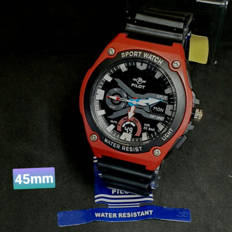 Jual (Terima Cod)Jam Tangan Pria Pilot Angka Anti Air Strap Rubber ...