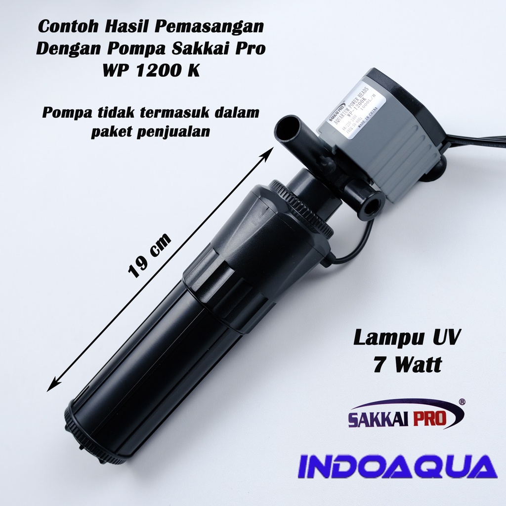 Jual lampu UV Aquarium Chamber 7 watt Sakai Pro + Pompa tipe 1200 satu