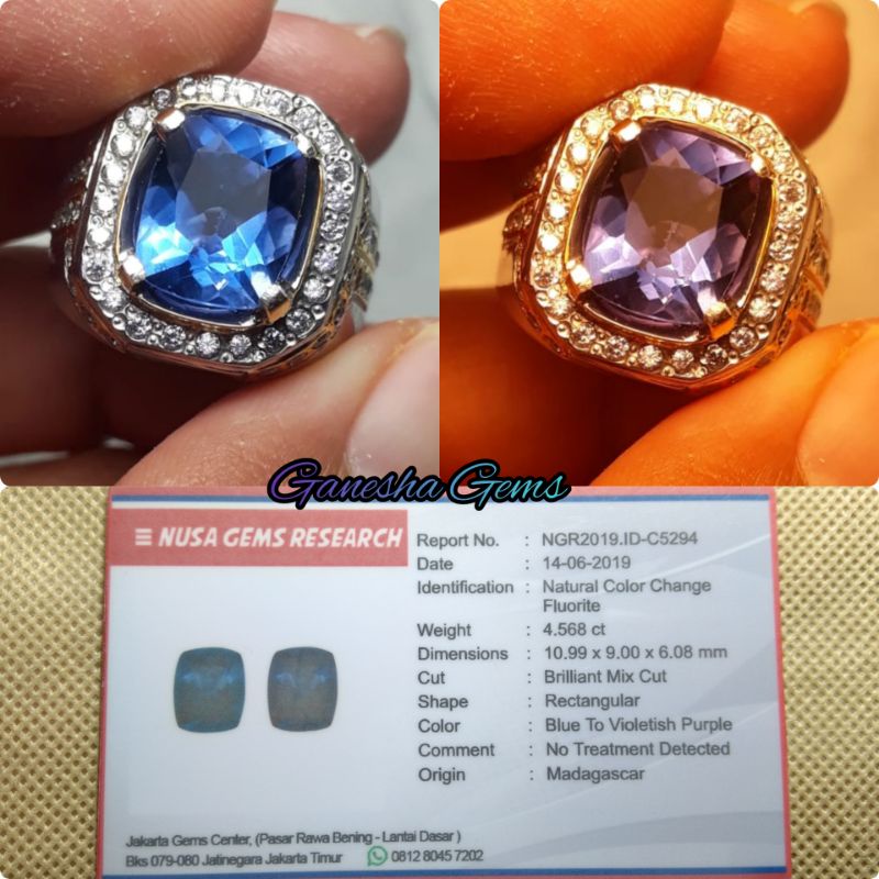 Jual Natural Color Change Fluorite HQ 4.568 Ct include Memo NGR Shopee Indonesia