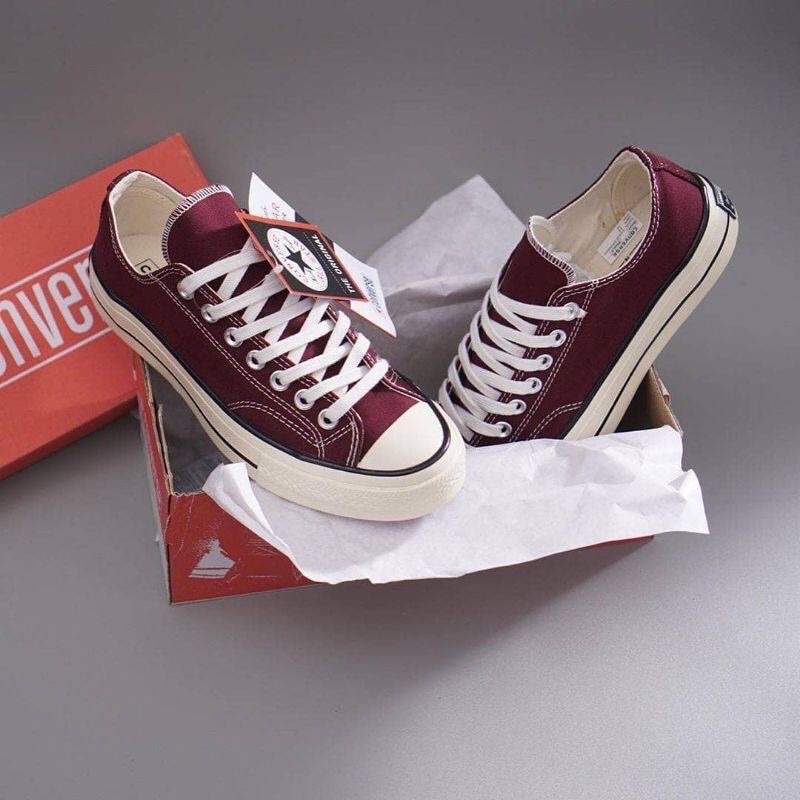 100 Premium Sepatu Converse 70s Low Maroon Burgundy Premium Converse 70s Low maroon