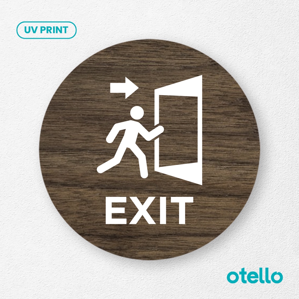 Jual Otello Signage Exit Sign Board Tanda Keluar Papan Wooden Label Tulisan Sticker Dinding