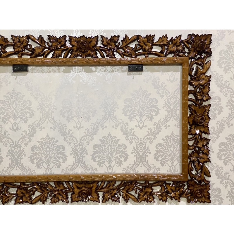 Jual pigura ukir kayu jati model daun mawar timbul ukuran 120x80 ...