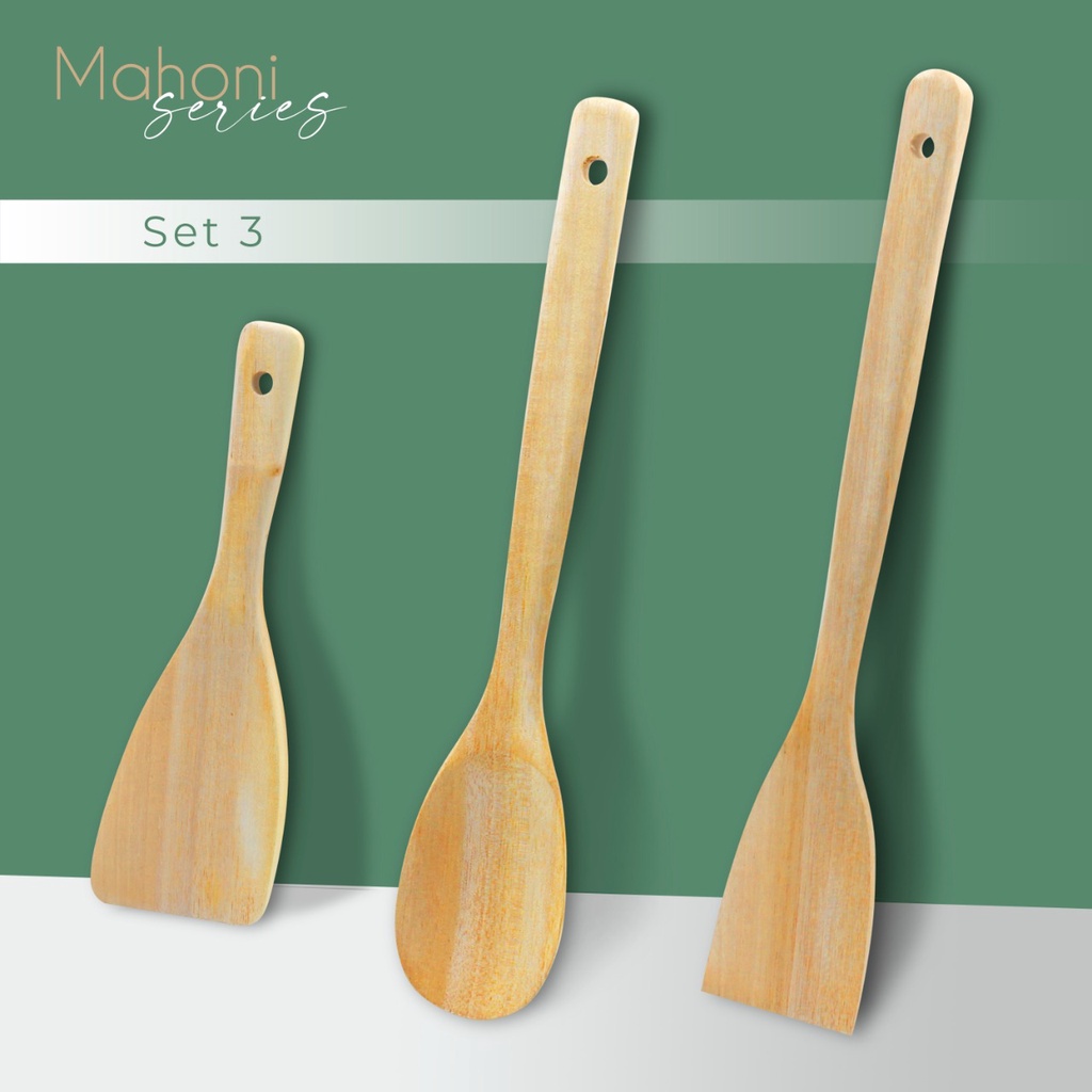 Jual Alat Masak Set Sutil Spatula Centong Nasi Bahan Kayu Mahoni Halus