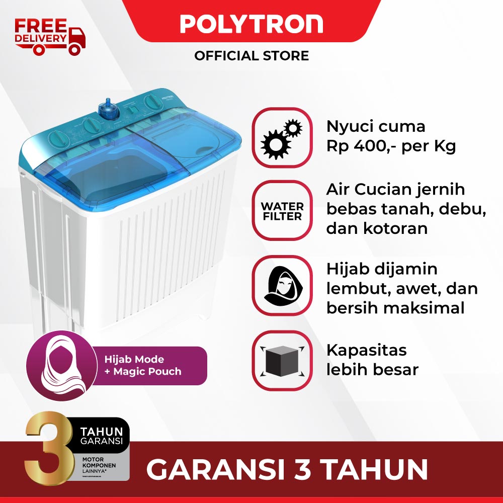 Jual POLYTRON Mesin Cuci 2 Tabung Primadona Giant 9Kg PWM 9072B ...