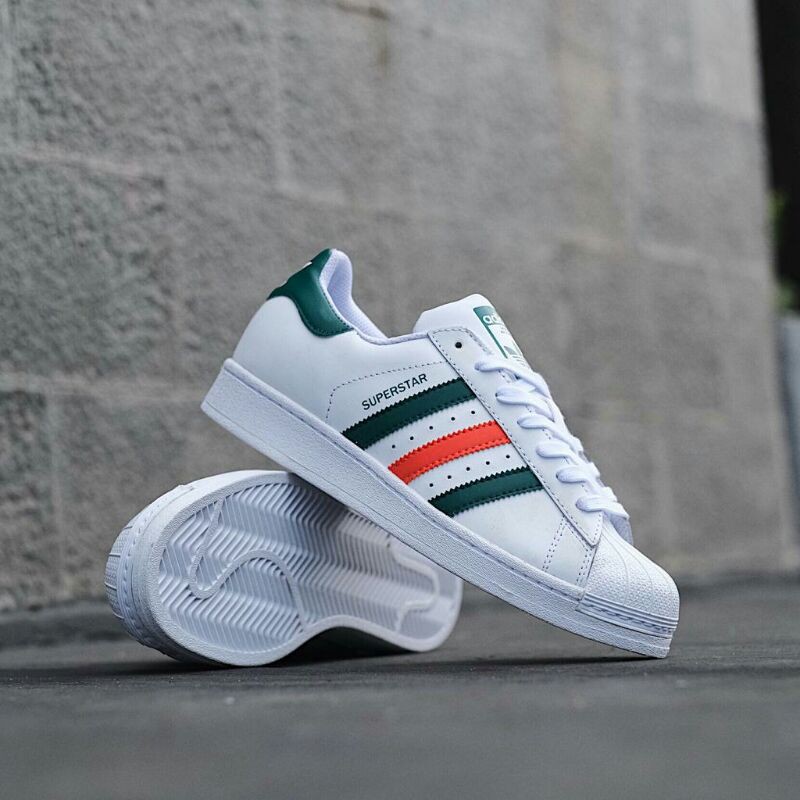 Superstar white green outlet orange