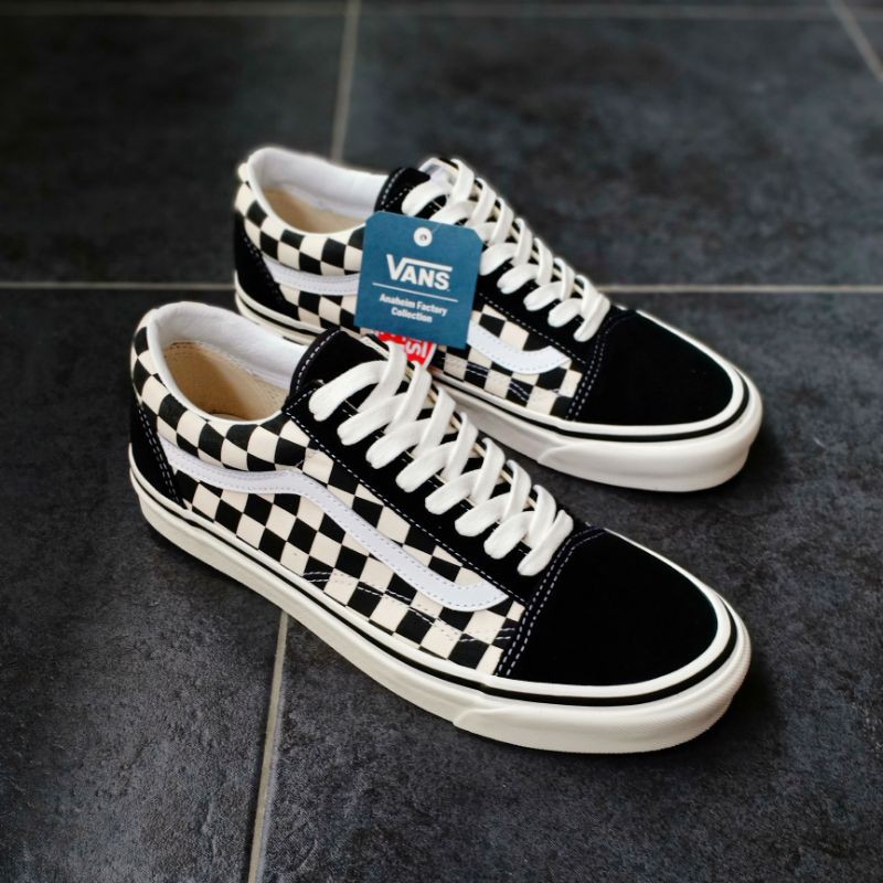 Jual Vans Old Skool 36 DX Anaheim Factory Checkerboard Black White Shopee Indonesia