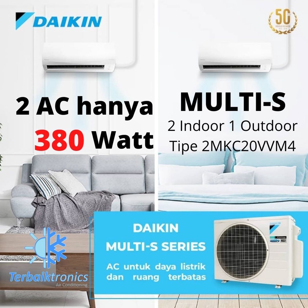 Jual Daikin Multi S AC 1/2 PK + 3/4 PK 2MKC20VVM4 (15 + 20) Multi Split ...