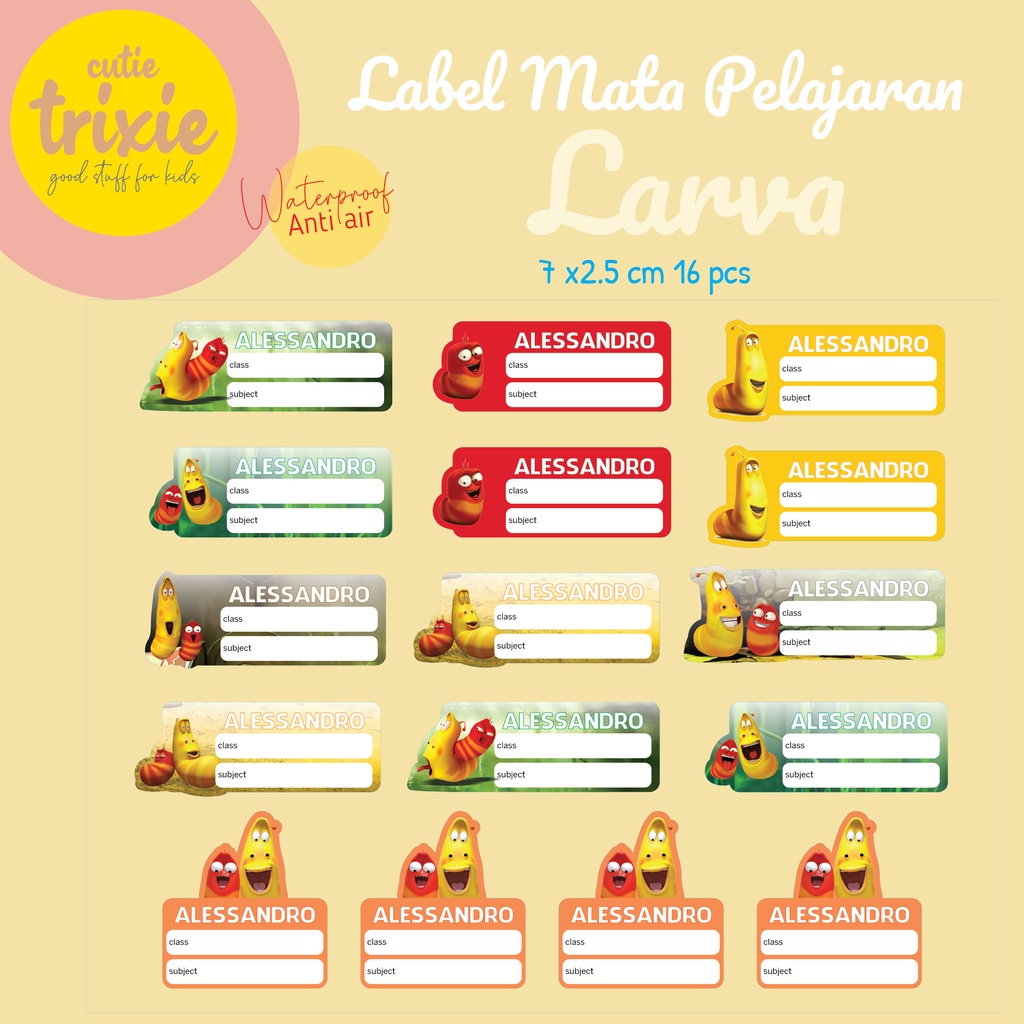 Jual STICKER LABEL BUKU MATA PELAJARAN / MAPEL ANAK LARVA | Shopee ...