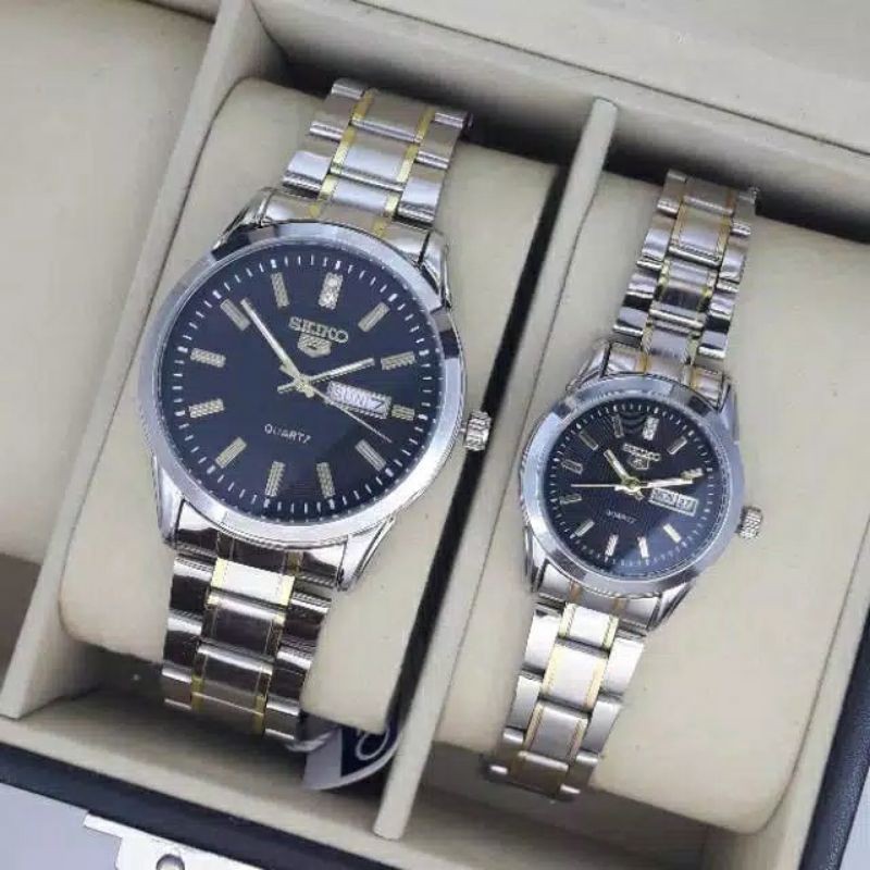 Jual JAM TANGAN COUPLE ANTI AIR SEIKO TANGGAL DAN HARI AKTIF