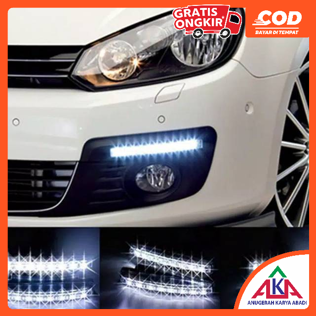 B8 Lampu DRL Mobil 8 Mata LED BONUS Plat Bracket Dudukan LENGKAP