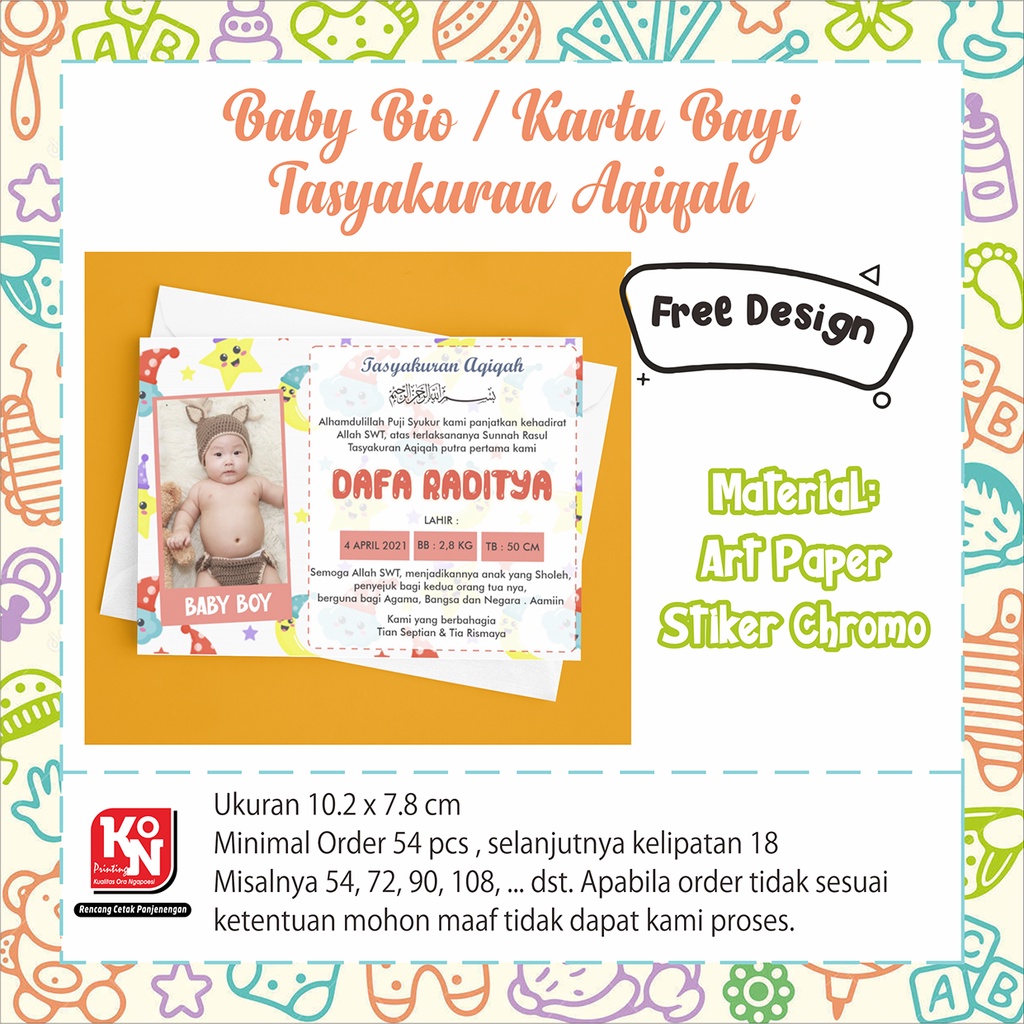 Jual Kartu Bayi Lucu | Kartu Aqiqah | Baby Bio | Tasyakuran Aqiqah ...