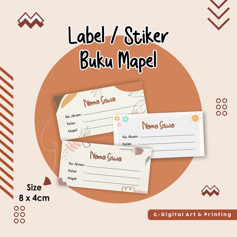 Jual Stiker Label Nama Buku Mapel Custom Pak Isi Pcs Shopee