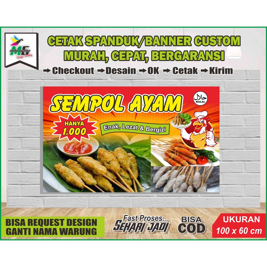 Jual Spanduk Sempol Ayam 100x60 Shopee Indonesia