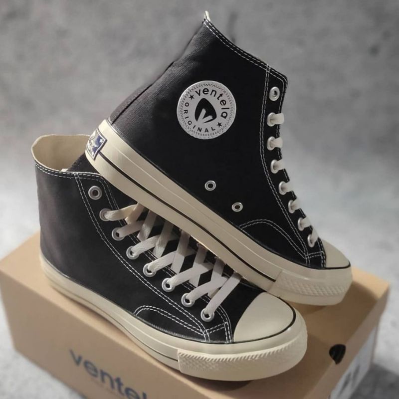 Jual Sepatu Ventela Back to 70s BTS High Black Natural Original
