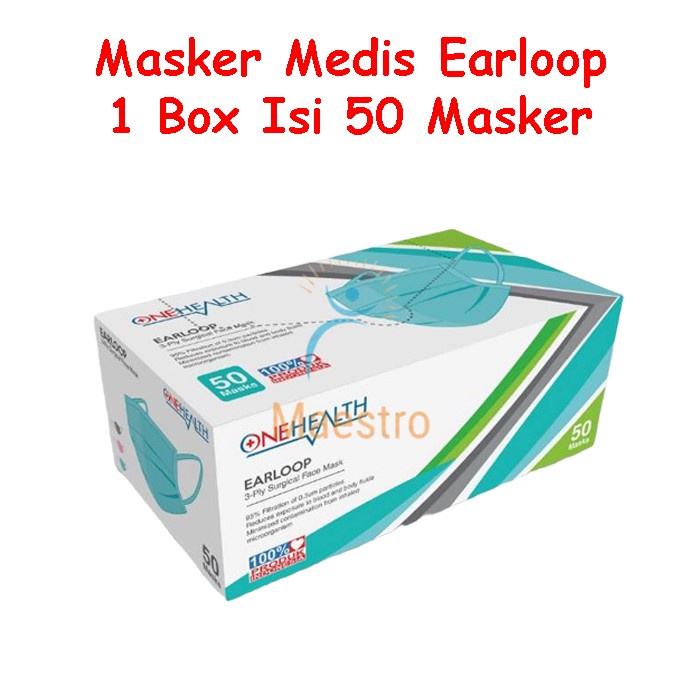 Jual Masker Medis OneHealth 3-Ply Earloop Surgical Bedah Face Mask One ...