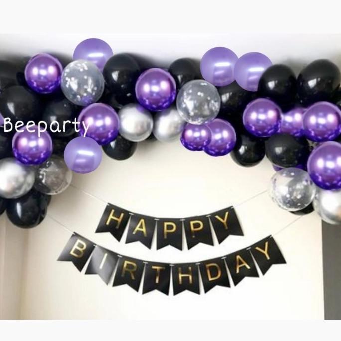 Jual paket balon ulang tahun Ungu /Dekorasi balon tema Ungu premium